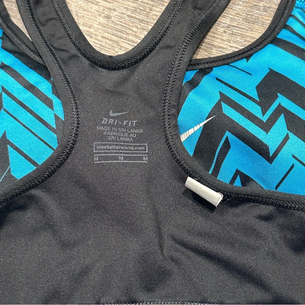 Nike Pro Dri-fit Women's Blue Patterned Sports Bra Medium